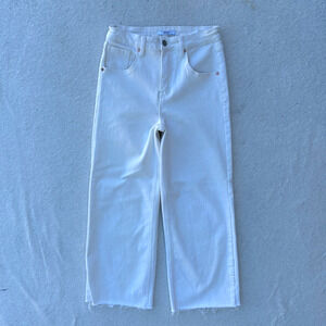 Bayeas Los Angeles Mid Rise Raw Hem Wide Leg Denim Jeans Women's Size 27 White